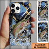 Maxcorners Fishing Modern Abstract Graphic Multicolor Options Personalized Name Phone Case (12 Fish Species)