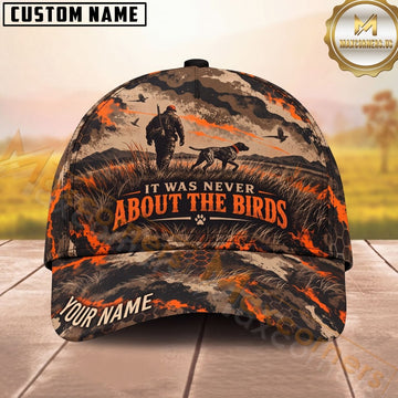 Maxcorners Bird Hunter And Dog It Was Never About The Birds Orange Hex Camo Personalized Name Unisex 3D Cap