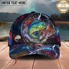 Maxcorners Blue Galaxy Lightning Thunder Fishing Cap Personalized Name 3D Cap