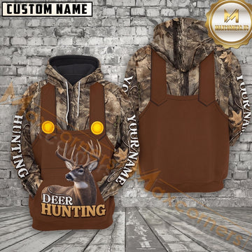 Maxcorners Deer Hunting Camo Personalized Buck Design Name Unisex 3D Hoodie