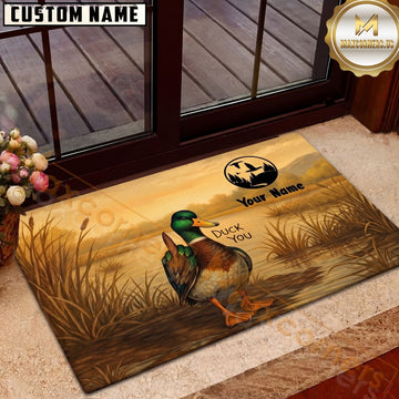 Maxcorners Duck Hunting Mallard Duck Funny Marsh Outdoor Personalized Name Unisex 3D Doormat