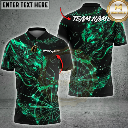 Maxcorners Dartboard Golden Dragon Line Art Oriental Mythical Creature Multi Options Personalized Name, Team Name Unisex 3D Shirt (4 Colors)