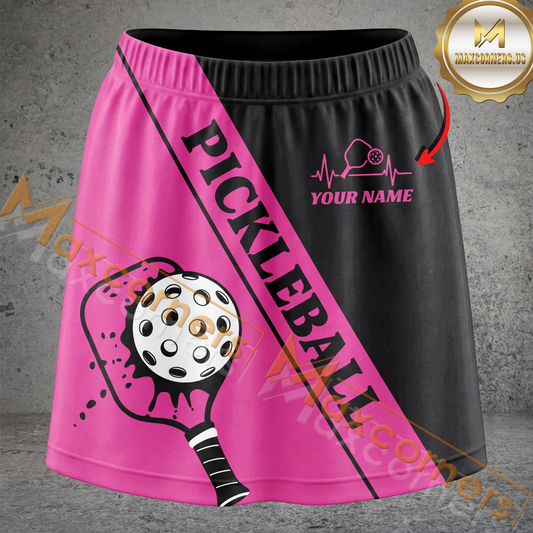 Maxcorners Pickleball Heartbeat Paddle Multicolor Options Personalized 3D Skort