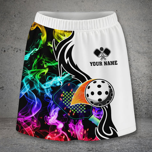 Maxcorners Pickleball Flaming Ball Multicolor Options Personalized 3D Skort For William
