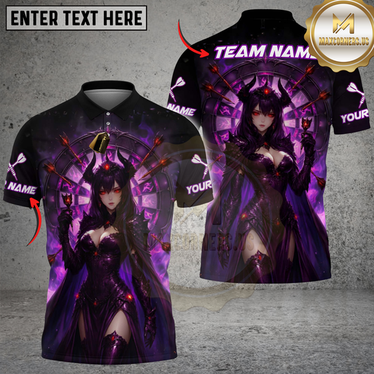 Maxcorners Dartboard Gorgeous Goth Witch Neon Purple Sorcery Background Multi Options Personalized Name, Team Name Unisex 3D Shirt (4 Colors)
