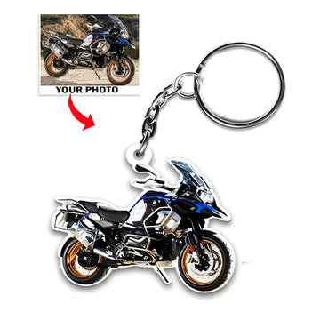 Maxcorners Custom Photo Adventure Touring Motorcycle Bike Custom Name Gift 2D Flat Acrylic Ornament, Keychain