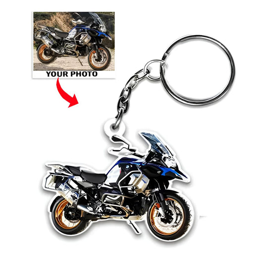 Maxcorners Custom Photo Adventure Touring Motorcycle Bike Custom Name Gift 2D Flat Acrylic Ornament, Keychain