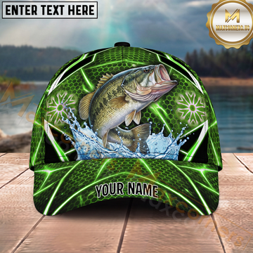 Maxcorners Green Neon Hex Pattern Personalized Name 3D Cap