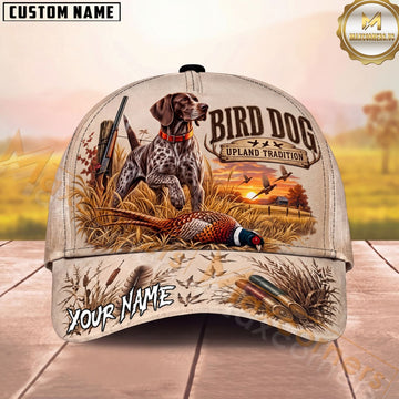 Maxcorners Bird Dog Upland Tradition Hunting Dog Pheasant Sunset Personalized Name Unisex 3D Cap