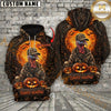 Maxcorners Hunting Halloween Pumpkin Camo Personalized Name Unisex 3D Hoodie