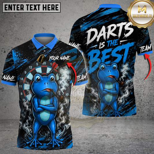 Maxcorners Darts Is The Best Cool Green Frog Smoking Pipe Quote Multi Options Personalized Name, Team Name Unisex 3D Shirt (4 Colors)