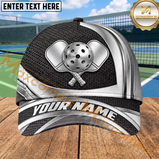 Maxcorners Pickleball Metallic Paddle Carbon Fiber Personalized Name 3D Cap