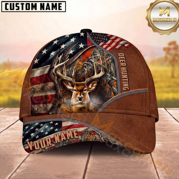 Maxcorners Hunting American Flag Camo Personalized Name Unisex 3D Cap