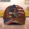 Maxcorners Hunting Dog Duck Hunting American Flag Leather Zipper Detail Personalized Name 3D Cap