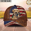 Maxcorners Hunting Dog Duck Hunting American Flag Leather Zipper Detail Personalized Name 3D Cap