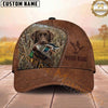 Maxcorners Hunting Dog Duck Hunter Mallard In Mouth Stitched Leather Reeds Personalized Name 3D Cap