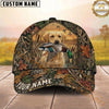Maxcorners Hunting Dog Waterfowl Hunter Mallard In Mouth Fallen Leaves Camo Personalized Name 3D Cap
