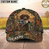 Maxcorners Hunting Dog Waterfowl Hunter Mallard In Mouth Fallen Leaves Camo Personalized Name 3D Cap