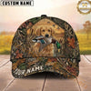 Maxcorners Hunting Dog Waterfowl Hunter Mallard In Mouth Fallen Leaves Camo Personalized Name 3D Cap