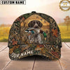 Maxcorners Hunting Dog Waterfowl Hunter Mallard In Mouth Fallen Leaves Camo Personalized Name 3D Cap