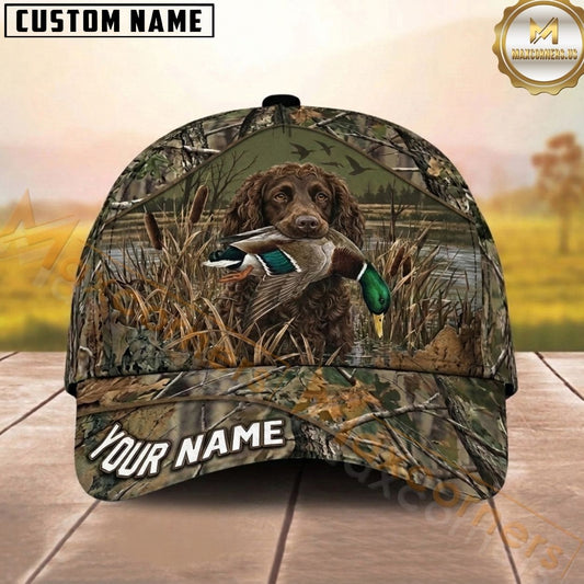 Maxcorners Hunting Dog Waterfowl Hunting Mallard In Mouth Tree Branch Camo Personalized Name 3D Cap