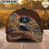 Maxcorners Hunting Dog Duck Hunter Mallard In Mouth Zipper Leather Detail Personalized Name 3D Cap