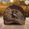 Maxcorners Hunting Dog Duck Hunter Mallard In Mouth Zipper Leather Detail Personalized Name 3D Cap