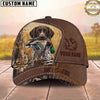 Maxcorners Hunting Dog Waterfowl Hunter Mallard In Mouth Stitched Leather Badge Personalized Name 3D Cap