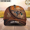 Maxcorners Hunting Dog Duck Hunt Mallard In Mouth Brown Leather Badge Personalized Name 3D Cap