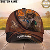 Maxcorners Hunting Dog Duck Hunt Mallard In Mouth Brown Leather Badge Personalized Name 3D Cap