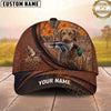 Maxcorners Hunting Dog Duck Hunt Mallard In Mouth Brown Leather Badge Personalized Name 3D Cap