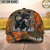 Maxcorners Hunting Dog Waterfowl Hunting Mallard In Mouth Splash Water Blaze Orange Camo Personalized Name 3D Cap
