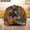 Maxcorners Hunting Dog Waterfowl Hunting Mallard In Mouth Splash Water Blaze Orange Camo Personalized Name 3D Cap