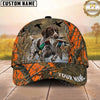 Maxcorners Hunting Dog Waterfowl Hunting Mallard In Mouth Splash Water Blaze Orange Camo Personalized Name 3D Cap