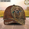 Maxcorners Hunting Dog Duck Hunting Club Mallard In Mouth Stitched Leather Reeds Personalized Name 3D Cap