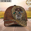 Maxcorners Hunting Dog Duck Hunting Club Mallard In Mouth Stitched Leather Reeds Personalized Name 3D Cap