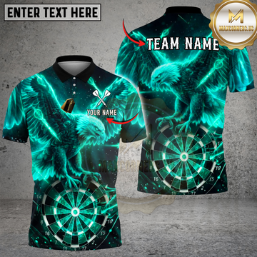 Maxcorners Eagle Darts Shirt Neon Fierce Wings Dartboard Multi Options Personalized Name, Team Name Unisex 3D Shirt (4 Colors)