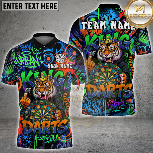 Maxcorners Darts King Tiger Graffiti Urban Style Multicolor Options Personalized Name, Team Name 3D Shirt (4 Colors)