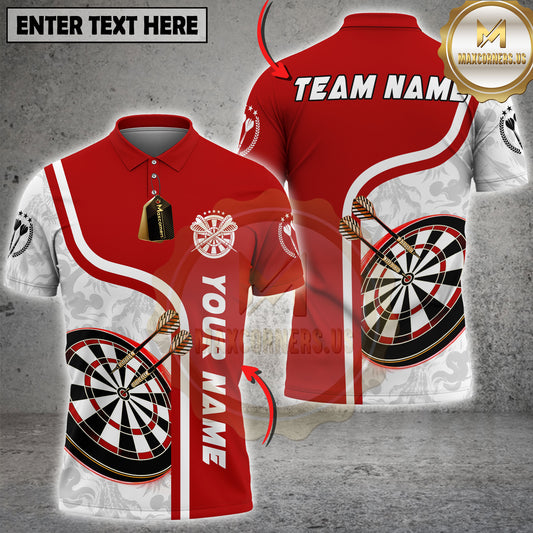 Maxcorners Darts Shirt Red Classic Dartboard Strike Multi Options Personalized Name, Team Name Unisex 3D Shirt (4 Colors)
