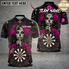 Maxcorners Dart Team Shirt Sugar Skull Rose Gothic Graphic Multi Options Personalized Name, Team Name Unisex 3D Shirt (4 Colors)