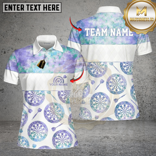 Maxcorners Darts Tie Dye Gradient Argyle Style Multi Options Personalized Name, Team Name Unisex 3D Shirt (3 Colors)
