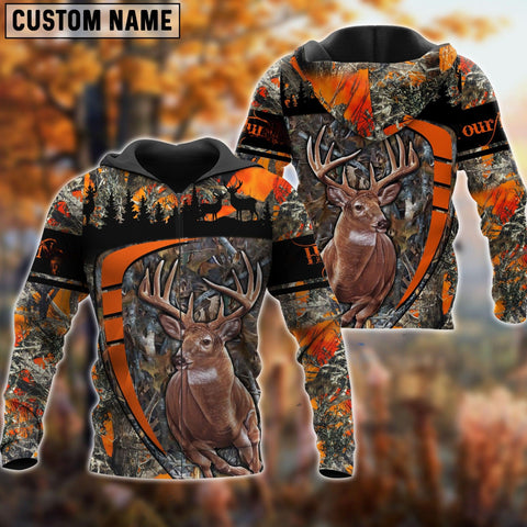 Maxcorners Deer Hunting Season Pattern Personalized Name 3D Shirt
