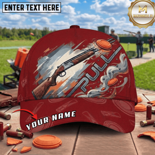 (8 Colors) Maxcorners PULL Shotgun Paint Splash Smoke Clay Action Trap Shooting Multicolor Options Personalized Name 3D Cap