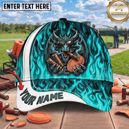 (9 Colors) Maxcorners Flame Dragon Cigar Sunglasses Clay Target Shotgun Shell Fire Trap Shooting Multicolor Options Personalized Name 3D Cap