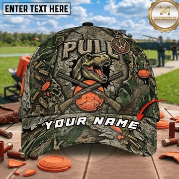 Maxcorners Cracked Stone T-Rex Pull Crossed Shotguns Clay Target Trap Shooting Multicolor Options Personalized Name 3D Cap