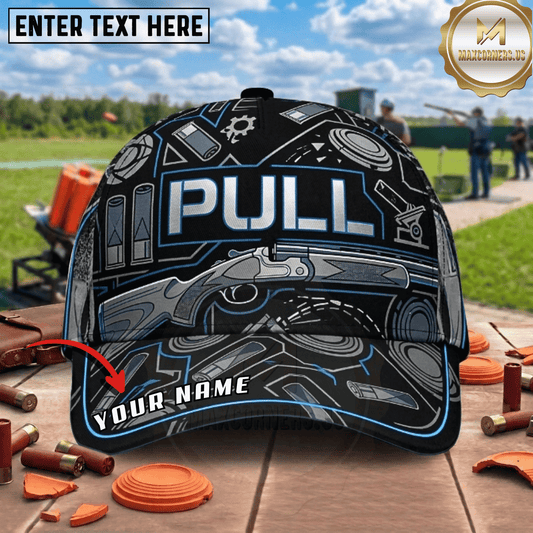 (7 Colors) Maxcorners Tech Pull Shotgun Blueprint Shell Pattern Clay Target Trap Shooting Multicolor Options Personalized Name 3D Cap