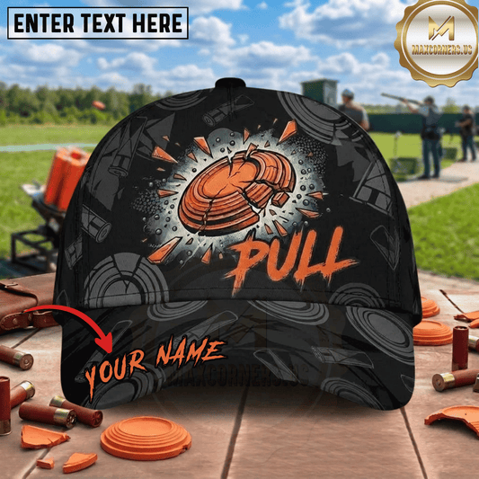 (8 Colors) Maxcorners Shattered Clay Pull Target Explosion Pattern Trap Shooting Multicolor Options Personalized Name 3D Cap