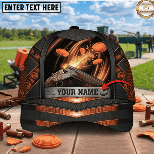 (6 Colors) Maxcorners Exploding Clay Targets Engraved Shotgun Blast Fire Pattern Trap Shooting Multicolor Options Personalized Name 3D Cap
