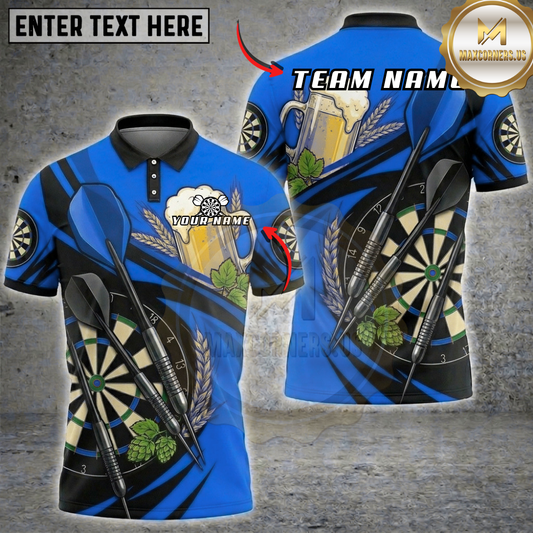 Maxcorners Beer Darts Dartboard Hops and Bar Style Multi Options Personalized Name, Team Name Unisex 3D Shirt (6 Colors)