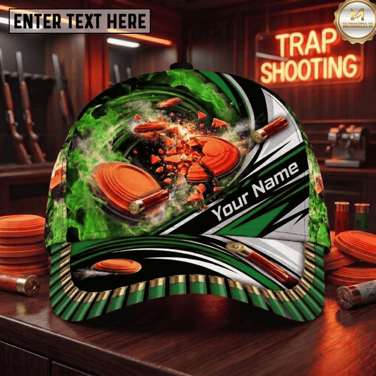 ( 8 Colors ) Maxcorners Trap Shooting Fire Vortex Orange Clay Shattered Shotgun Shells Brim Personalized 3D Cap